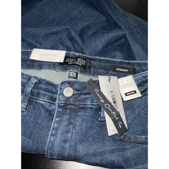 JUDY BLUE Jeans NEW Mid Rise Tummy Control Classic Dark Wash Straight Leg 9/29 - Picture 4 of 12